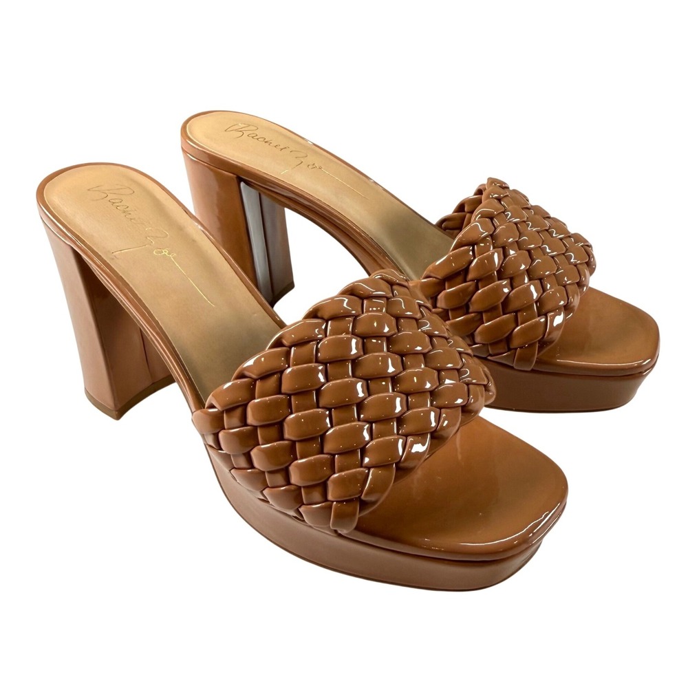Rachel Zoe Gabrielle Woven Platform Heels Brown Slip On Womens Size 8